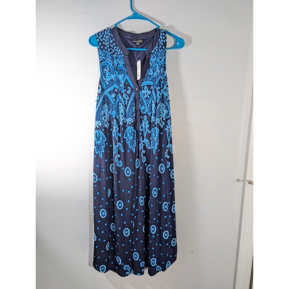 Suzanne Betro Blue Maxi Dress Women's Size XL Sleeveless NEW